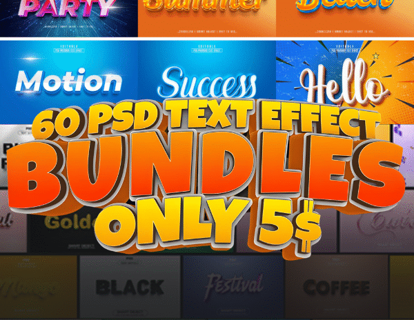 3D Editable Text Effect PSD Bundle for Photoshop - Instant Download