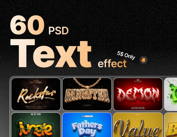 3D Editable Text Effect PSD Bundle for Photoshop - Instant Download