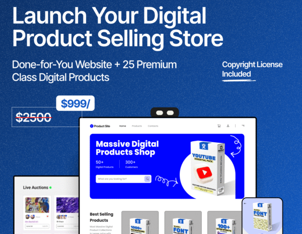 Done-for-You Digital Product Store Website with 25 Premium Products | Launch Your Own Online Business