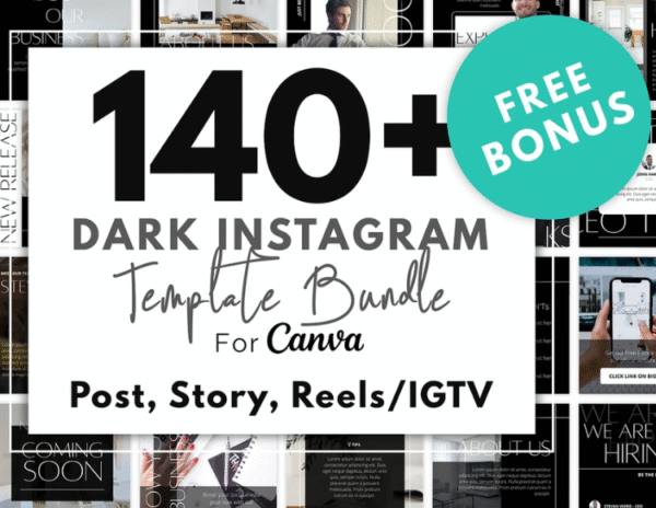 Dark Instagram Templates for Canva – 140+ Multipurpose Black Beauty & Realtor Social Media Posts & Stories | Esthetician IG Templates Bundle