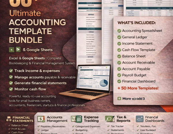 60+ Accounting Templates Excel & Google Sheet | Small Business Profit & Loss, Balance Sheet & Cash Flow Tracker